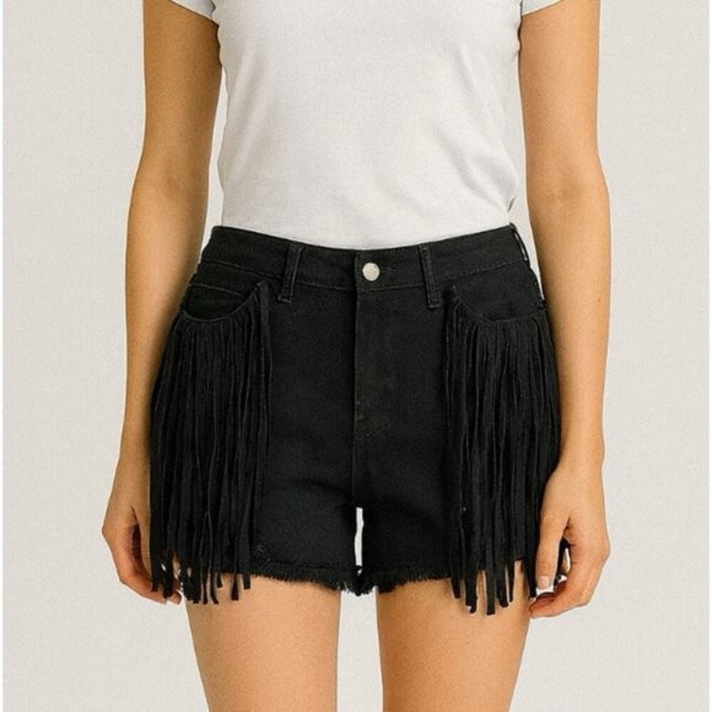 Altar’d State Fringe shorts black denim shorts. Size  Medium